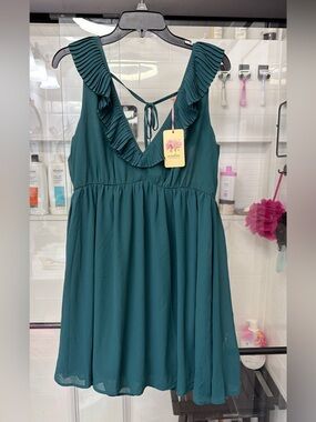 Entro Emerald/Teal ruffled Dress